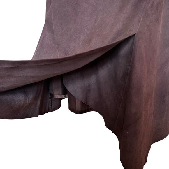 Sundance brown suede paneled asymmetrical midi skirt size 12 - Picture 5 of 12
